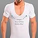 Ejis Sweatproof Undershirts Men w/Sweat Pads & Real Silver Micro Modal Deep V (Medium, White)
