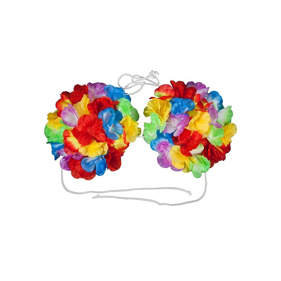 SHATCHI Flower Necklace Bracelet Headband Bra Sunglasses Table Skirt Hawaiian Luau Beach Summer Party Accessories, Multi — image 1