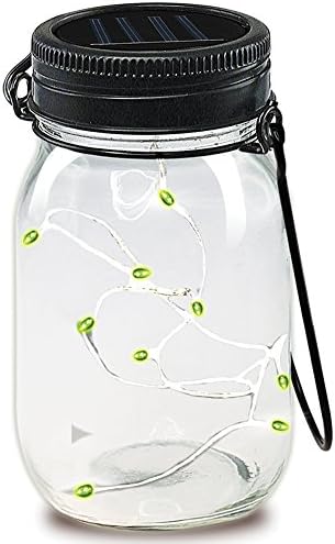 Hanging Mason Jar With Solar Powered LEDs For Decorative Outdoor Lighting