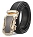 Xhtang Men's Solid Buckle with Automatic Ratchet Leather Belt 35mm Wide 1 3/8