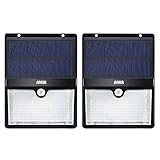 AMIR Solar Lights Outdoor, 16 LED Motion Sensor Wall Lights, Wireless Garden Security Light, Waterproof Solar Step Lights for Patio, Deck, Yard, Garden, Garage, Driveway, Pathway, Stairs, Pool, 2 Pack