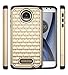 Moto Z Play Case, Moto Z Play Droid Case, Style4U Shockproof Studded Rhinestone Crystal Bling Hybrid Armor Case Cover for Motorola Moto Z Play, Moto Z Play Droid with 1 Stylus (Gold Black)