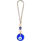 COMNICO Evil Eye Car Hanging Ornament, Classic Blue Evil Eye Beaded Charms Rear View Mirror Pendent Decor Car Accessories for Window Door Wall