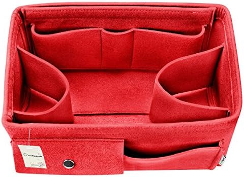 Felt Insert Purse Organizer, Handbag Organizer, Bag in Bag, Diaper Bag Organizer, Fit LV Speedy 25-40, Neverfull, 3 Sizes, 6 Colors (Large, Red)