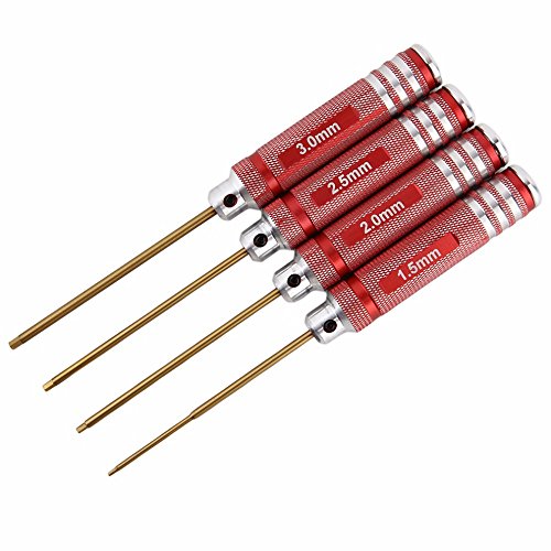 Titanium Plating Red 4Pcs Hex Screwdriver Screw Driver Tool Kit Set For RC Car Aircraft Other Toys