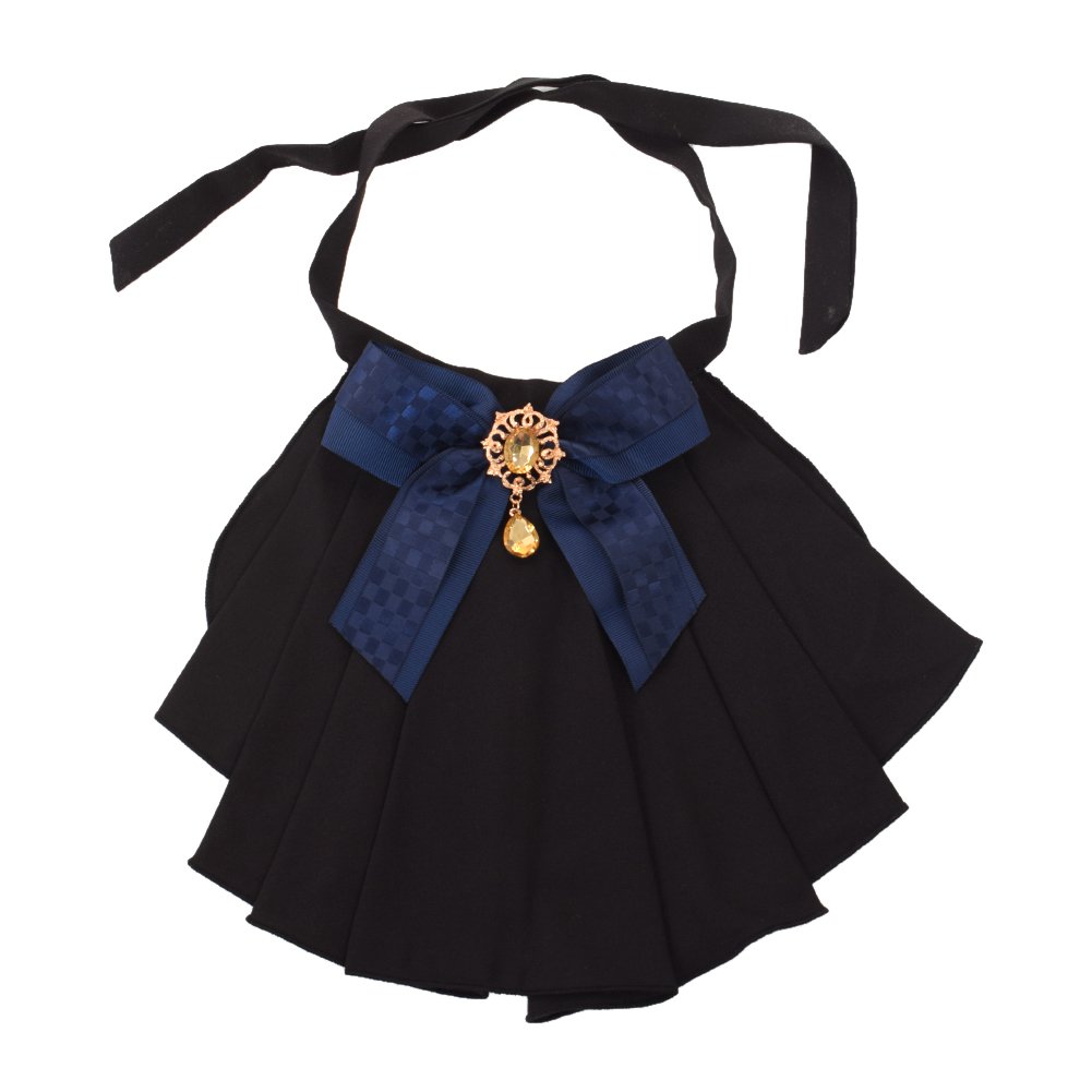 BLESSUME Women Victorian Chiffon Jabot Neck Collar, One Size (Black & Dark Blue) — image 1