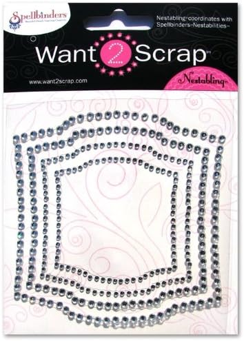 Want2Scrap Nestabling Labels Two Silver Rhinestones