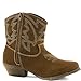 Women's Stitched Western Cowboy Stacked Heel Distress Embroidered Ankle Booties Fashion Shoes