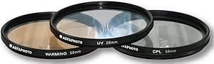 AGFA 3-Piece Professional Filter Kit 58mm - Ultraviolet (UV) + Circular Polarizor (CPL) + Warming Intensifier APFTK58 (OLD MODEL)