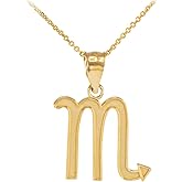 Satin Finish 14k Yellow Gold Personalized Scorpio Zodiac Sign Pendant Necklace