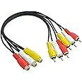 BronaGrand 3 RCA Female Jack to 6 RCA Male Plug Splitter Audio Video Av Adapter Cable 12inch