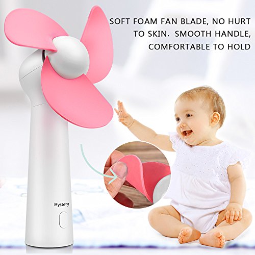 BicycleStore Personal Handheld Fan, Portable Mini Pocket Fan with Foam Blades, Small Quiet Desk Fan Powered by USB or Rechargeable Battery for Office, Table, Travel, Camping