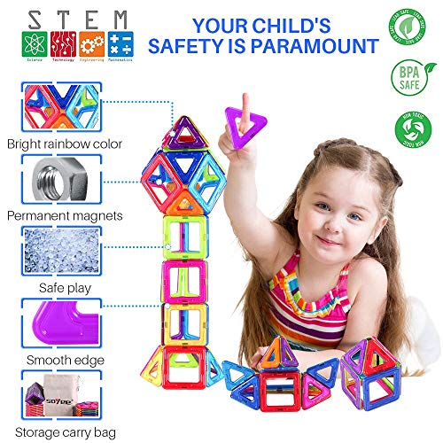image for Soyee STEM Toys Magnetic Blocks Magnet Tiles Kids Building Stacking Ga