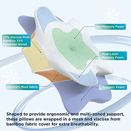 Bedsure Cervical Pillow for Neck Pain Relief Contour Memory Foam Pillows for Neck and Shoulder
