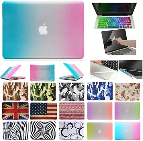 5in1 Hard Case Cover + Keyboard skin + screen protector + Dust proof + Touchpad Stickers for 13.3 inch Macbook Pro (13" Pro with CD-ROM (Model:A1278 on the bottom of laptop), Rainbow-Blue Pink)