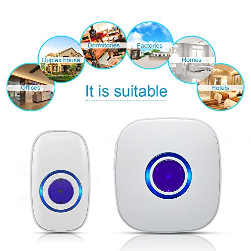 image for Wireless Door Bell, SUASI Doorbell for Home Office Kitchen Bedroom at 