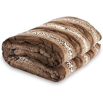 Striped Snow Leopard Safari Flannel Fleece Blanket ...