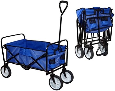 Blue - Utility Collapsible Yard Garden Folding Wagon Toy Shopping Sport Beach Cart