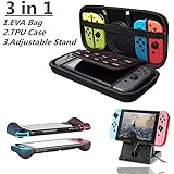 3 in 1 Nintendo Carry Case Set for Nintendo Switch,Kit with Hard Shell Travel Carrying Box,Switch Stand,Protective Case - Black