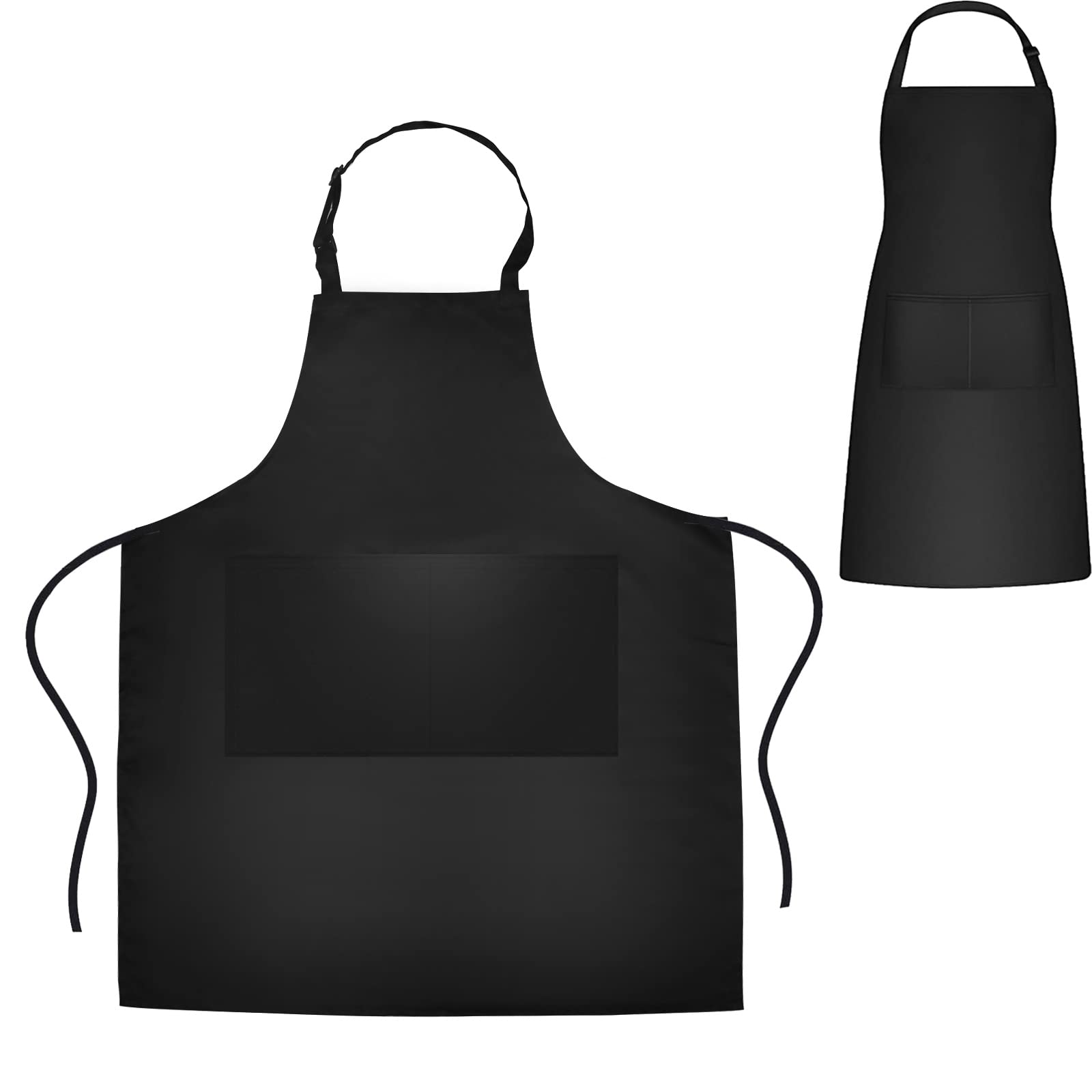 SenZee Apron, Aprons for Women Men Chef Black Kitchen Apron Adult Cooking Restaurant Aprons with Pockets Adjustable Strap 1 Pack