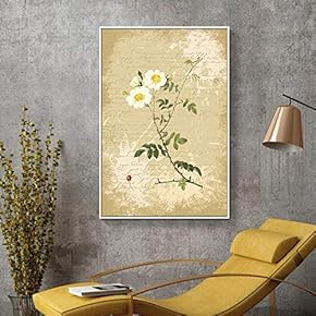 Floating Framed Canvas Wall Art for Living Room, Bedroom Retro Flower Canvas Prints for Home Decoration Ready to Hang - 16x24 inches