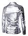 ZEROYAA Mens Slim Fit Shiny Metallic Two Button Suit Jacket/Night Club Blazer