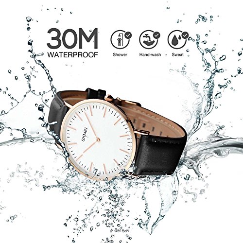 image for cofuo Men's Dress Wrist Quartz Watch with Black Leather Band - Men Bus