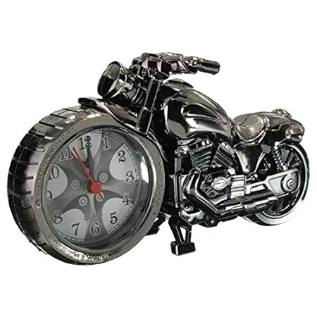 EsportsMJJ Creative Plastic Motorcycle Motorrad Quarz Wecker-Schwarz