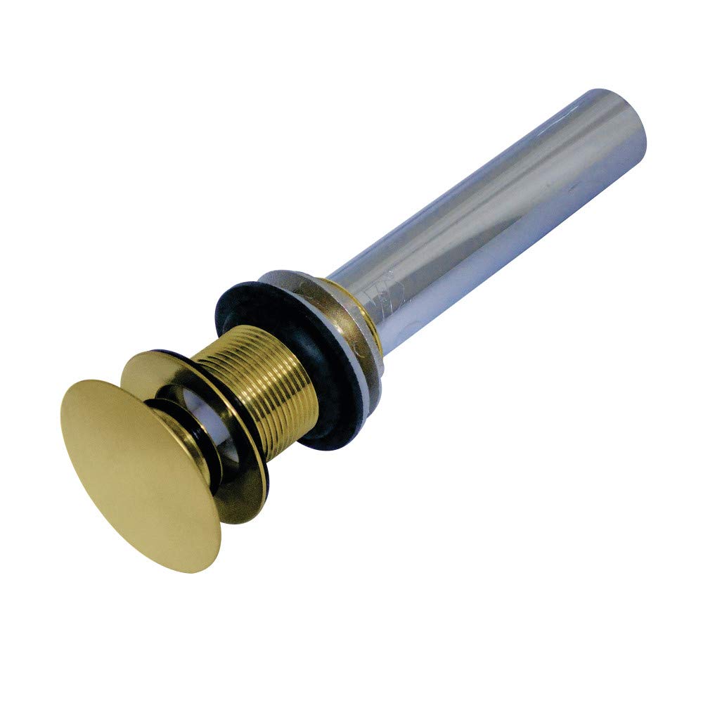 Photo 1 of Kingston Brass EV7007 Push Pop-Up Drain without Overflow, Brushed Brass 9.44 x 2.75 x 2.75