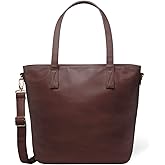 Simple Modern Vegan Leather Tote Bag for Women | Medium Work Purse with Compartments & Laptop Sleeve