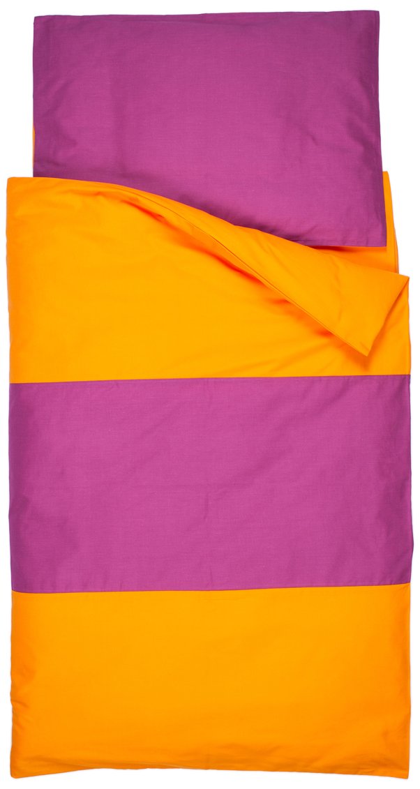 Kindertraum Kids Dream 530117011801 Bed Linen 80 x 80 cm and 135 x 200 cm, Stripe Blackberry/Apricot