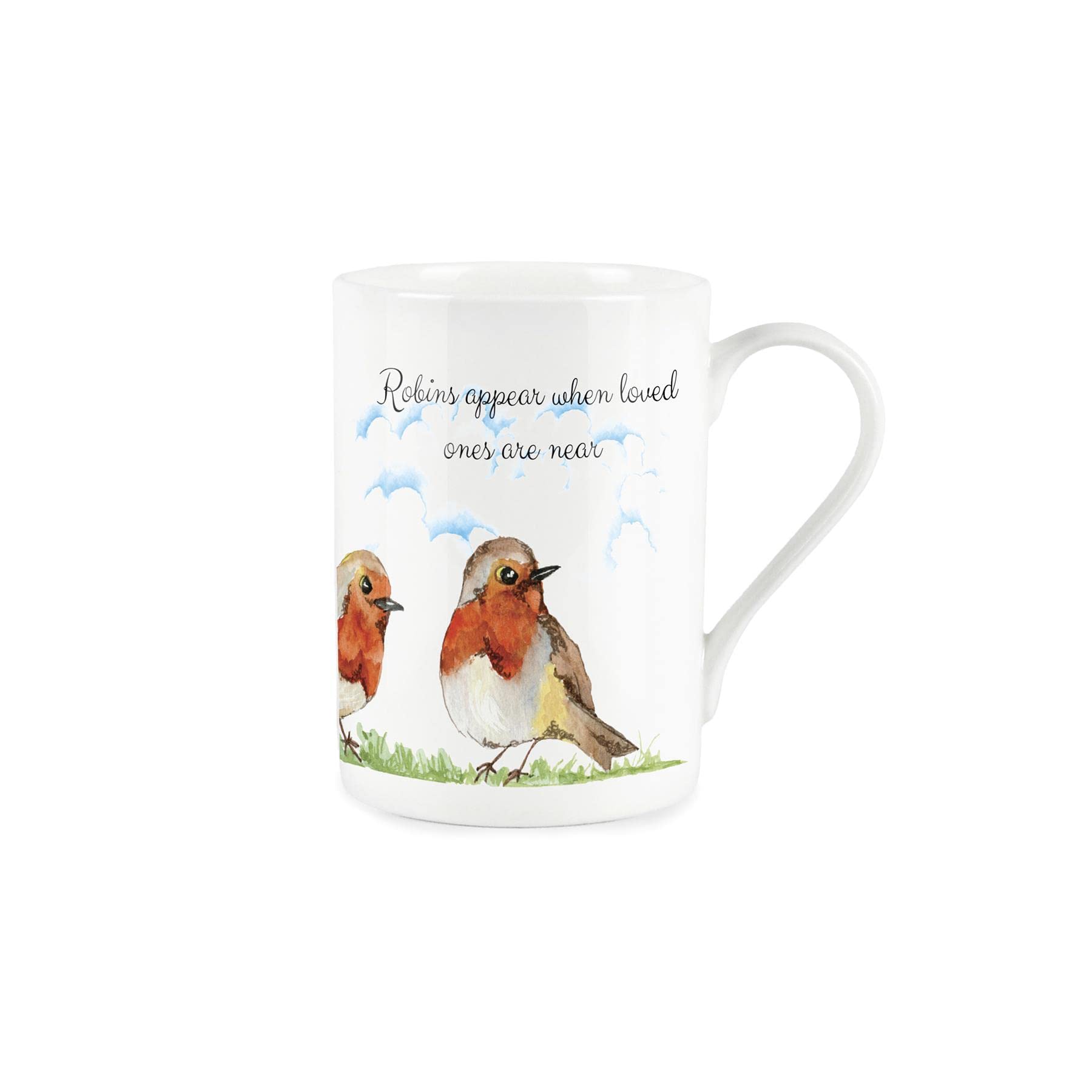 Purely Home Birds Mug 'Robins Appear When Love Ones are Near' - Bone China Style White - Sympathies/Loss Mug Coffee/Tea Present Gift