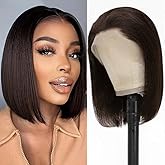 TONGMAY Dark Brown Bob Wig Human Hair 13X4 Lace Front Wigs Human hair 180% Density Short Straight Frontal Bob Wig HD Transparent Lace Frontal wigs With Baby Hair Pre Plucked for Women 12 Inch