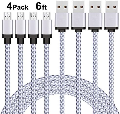 Micro USB Cable, Amoner Nylon Braided Micro USB Charging Cable, Premium Durable USB 2.0 to Micro USB Fast Charging Cable for Android,Samsung,Kindle,Tablet,Xbox One,PS4,MP3,Camera and More(4pack 6ft)