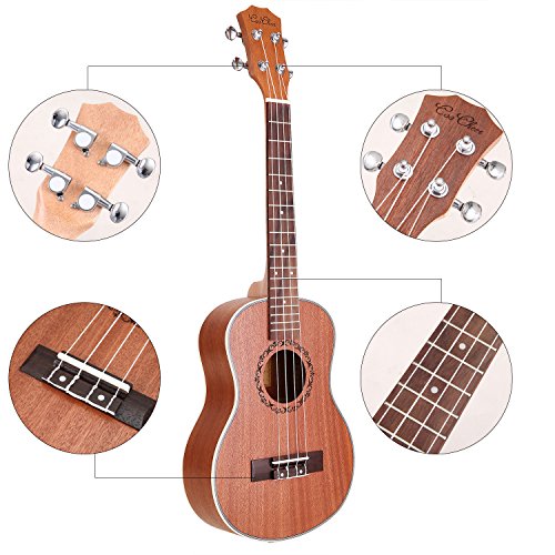 Noeler Mahogany Tennor Ukulele Starter Package-Sponge Gigbag, Capo, Tuner, Strings, Song Book, Strap, Picks, Cleaning Cloth