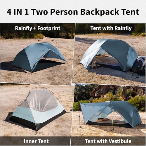Naturehike Mongar 2 Person Backpacking Tent 3 Season Camping Ultralight Lightweight Tent Double Layer Free Standing Tent for Camping Hiking Cycling