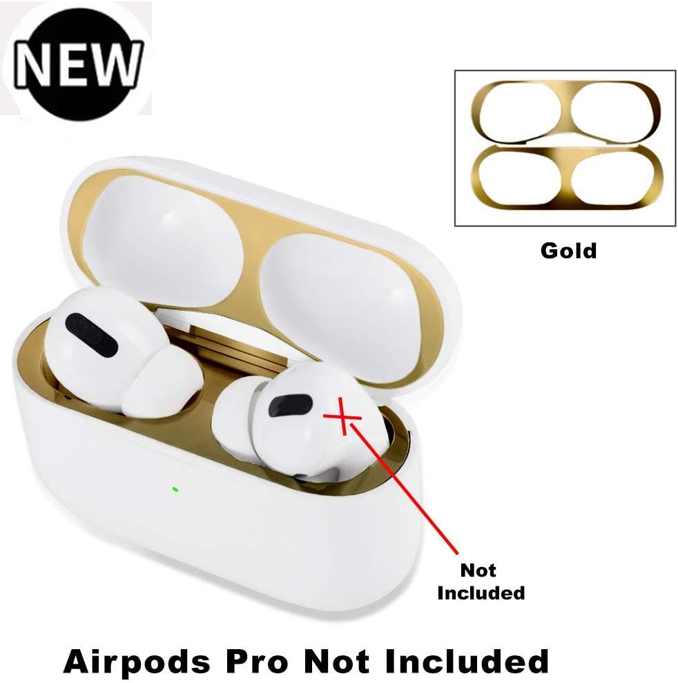 Cellfather® Dust Guard Compatible with AirPods Pro Case Dust Guard Sticker Protect from Iron Metal Shavings for AirPods 3rd Dust Proof Film Accessories (Gold Set)