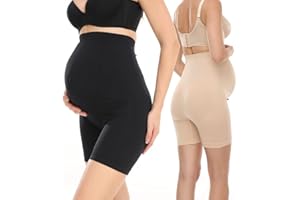 Hugebeauty 2 Pack Women's Seamless Maternity Shapewear for Dresses, Mid-Thighs Pregnancy Underwear
