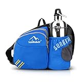 Outdoor Waist Bag, Sunhiker Sports Water Resistant Waist Pack with Water Bottle (Not Included) Holder, Running Belt Bag Pouch Fanny Pack for Hiking Running Cycling Camping Climbing Travel(Blue)