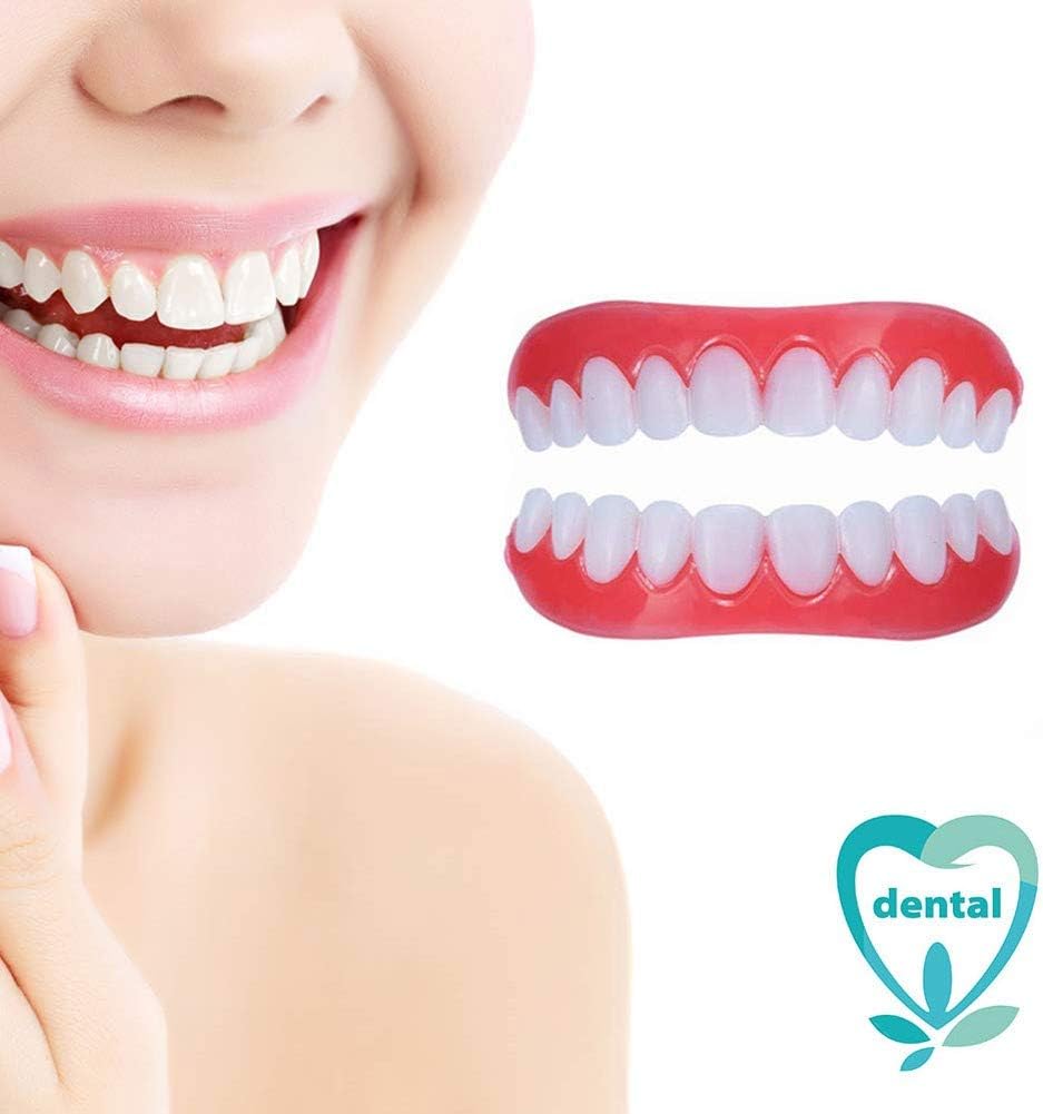 ISCTKZDPC Perfect Smile Veneers Temporary Cosmetic Teeth Instant Snap on Natural Color Upper and Lower 2pcs