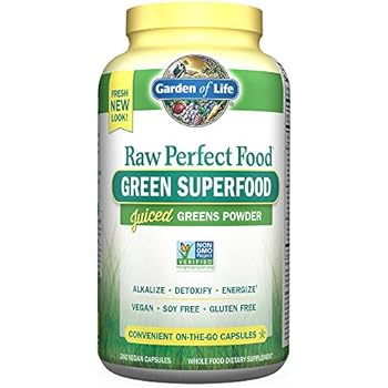 Garden of Life Vegan Green Superfood Supplement - Raw Perfect Whole Food Dietary Capsules, 240 Capsules