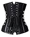 Charmian Women's Steampunk Gothic Spiral Steel Boned Brocade Waist Cincher Overbust Corset with Chains Black Medium