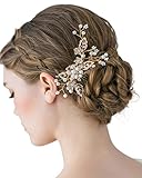 SWEETV Wedding Hair Comb Clip Pearl Hairpin Rhinestone Bridal Hair Accessories for Bride Women