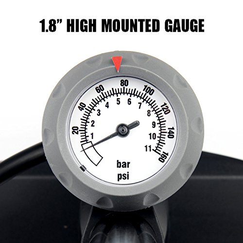 Bike Pump with Gauge, Anti corrosion Lighter Alumium Barrel, Schrader Presta Dunlop Universal, High Pressure Bicycle Floor Pump 160 PSI/11 BAR Color Optional