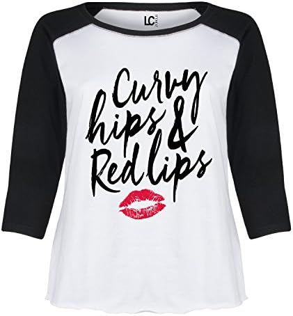 Curvy Hips And Red Lips - Ladies Plus Size Raglan