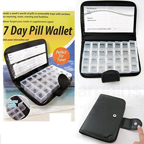 Deluxe 7 Day Pill Organizer Dispenser Box In Wallet Weekly Medicine Travel Case by BeAll2All