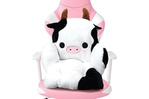 DEABOAT Cute Seat Cushion Cow Computer Gaming Seat Cushion Soft Chair Pads Kawaii Chair Plush Pillow with Backrest Non-Slip for Gamer Home Decor