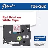 Brother Genuine P-Touch TZE-252 Tape, 1" (24 mm) Standard Laminated P-Touch Tape, Red on White, Laminated for Indoor or Outdoor Use, Water-Resistant, 26.2 ft (8 m), Single-Pack