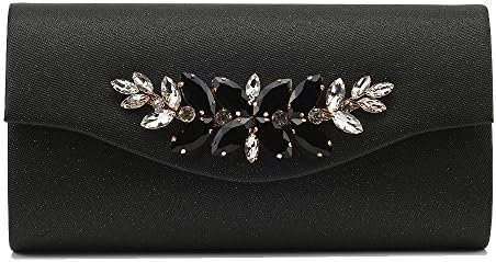 Marswoodsen Women Handbag Envelope Rhinestone Evening Bag Clutch Purse PU Leather 9.8" for Cocktail Party Wedding