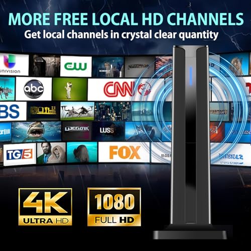 Digital TV Antenna for Smart TV Indoor,2026 TV Antenna with 3M Stick Base, 360°&Long Range Reception HDTV Antenna for Local Channels, Easy Installation Antennas for TVs Without Cable (7.0 in)
